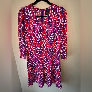 Bob Mackie Wearable Art Dress Size XS/S Purple Pink Polka Dot 3/4 Sleeve